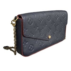 Louis Vuitton Monogram Empreinte Pochette Félicie in Navy Blue Leather